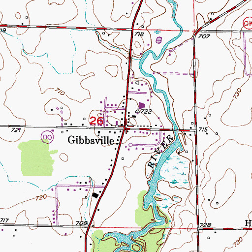 Topographic Map of Gibbsville, WI
