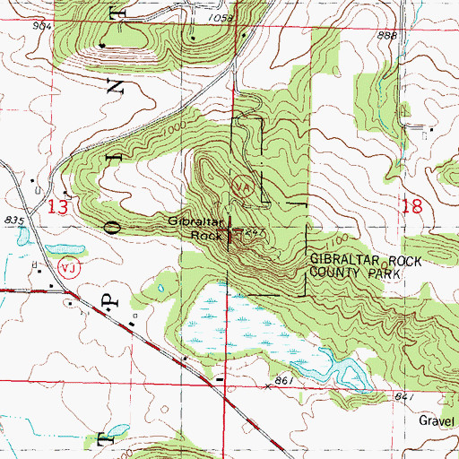 Topographic Map of Gibraltar Rock, WI