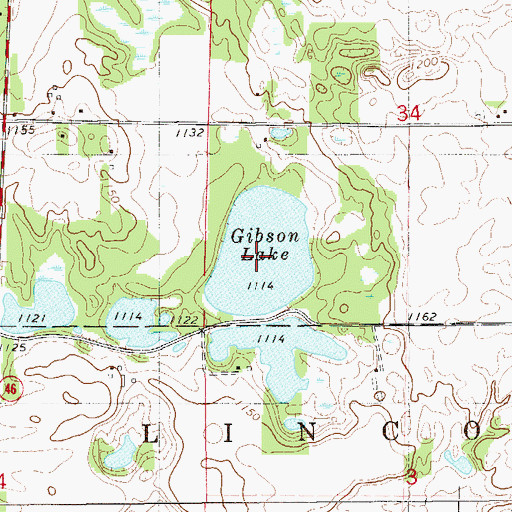 Topographic Map of Gibson Lake, WI
