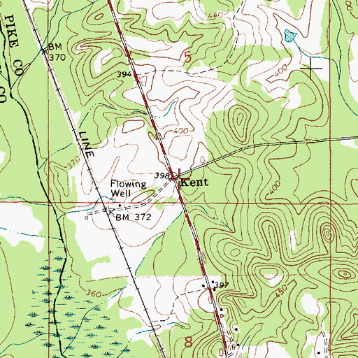 Topographic Map of Kent, AL