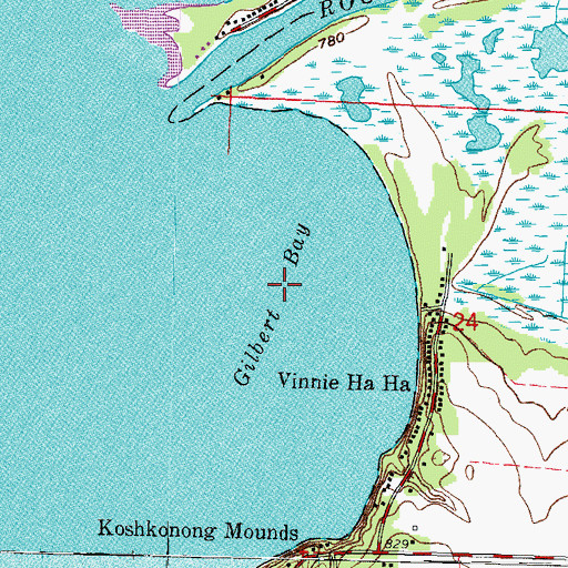 Topographic Map of Gilbert Bay, WI