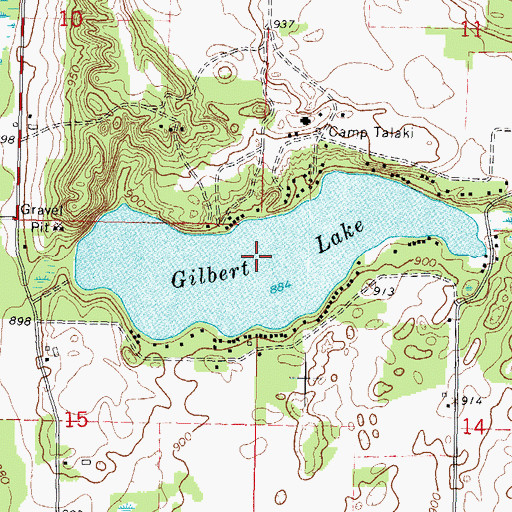 Topographic Map of Gilbert Lake, WI