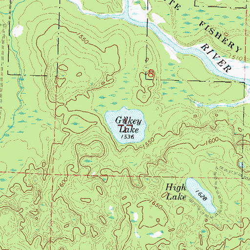Topographic Map of Gilkey Lake, WI