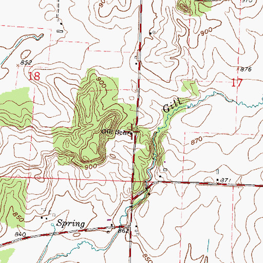 Topographic Map of Gill School, WI