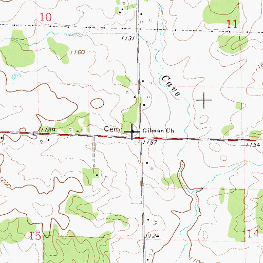 Topographic Map of Gilman Lutheran Church, WI