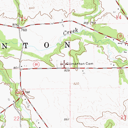 Topographic Map of Gilmanton Cemetery, WI