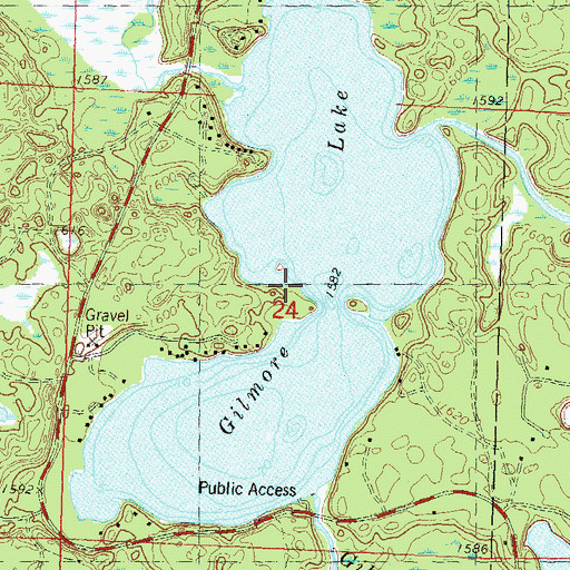Topographic Map of Gilmore Lake, WI