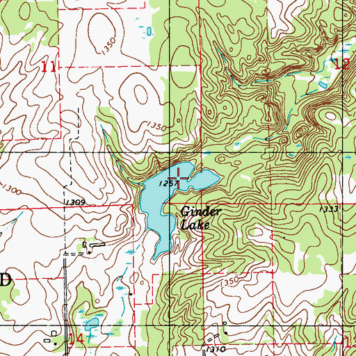Topographic Map of Ginder Lake, WI