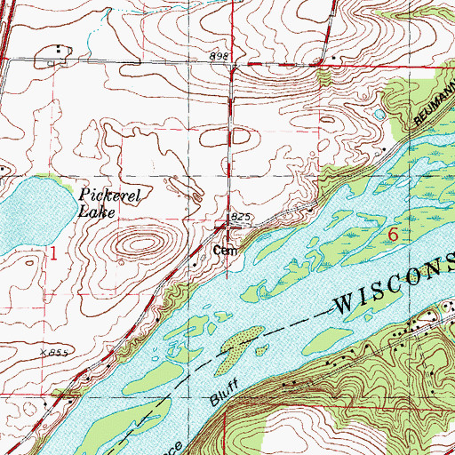 Topographic Map of Ginter Cemetery, WI