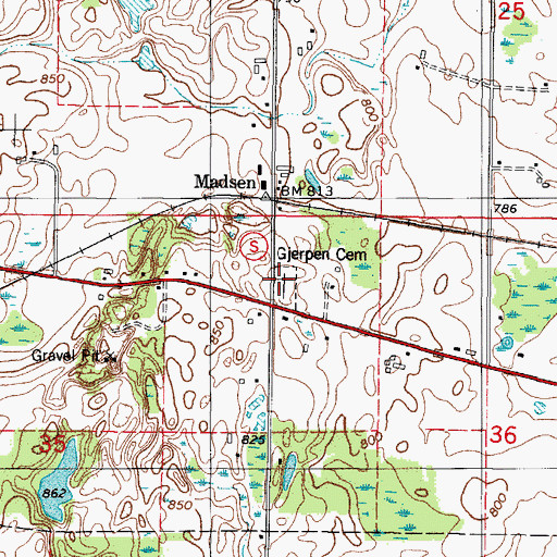 Topographic Map of Gjerpen Cemetery, WI
