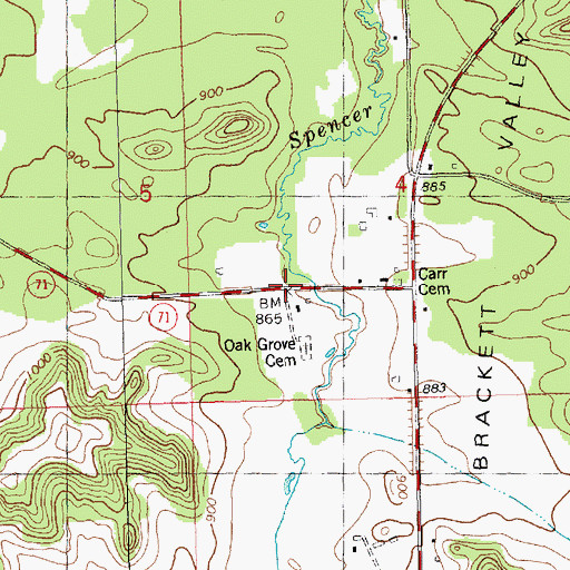 Topographic Map of Glass Church, WI