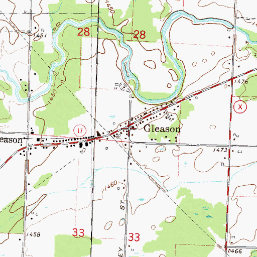 Topographic Map of Gleason, WI