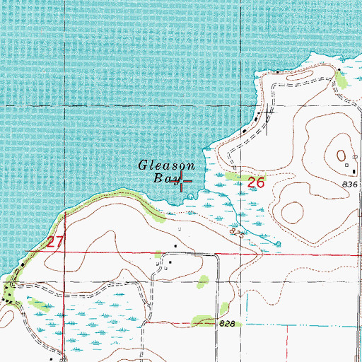 Topographic Map of Gleason Bay, WI