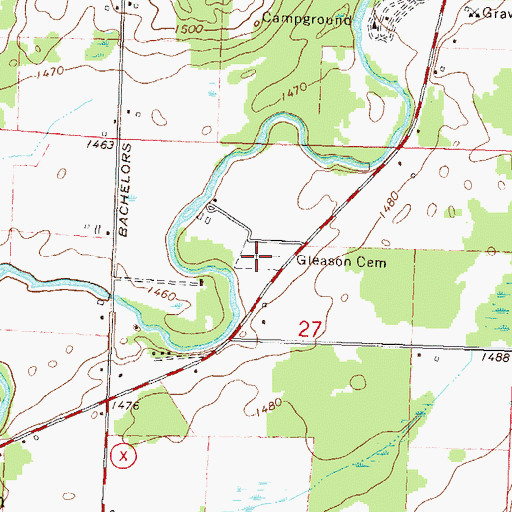 Topographic Map of Gleason Cemetery, WI