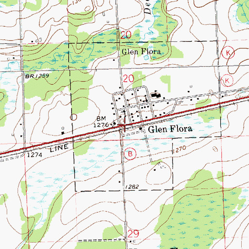 Topographic Map of Glen Flora, WI