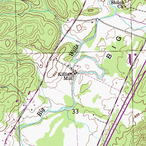 Topographic Map of Killian Mill, AL