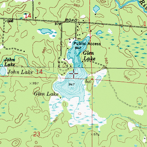 Topographic Map of Glen Lake, WI