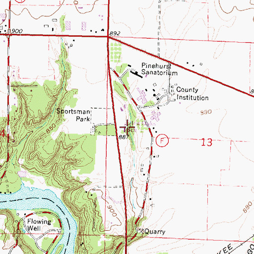 Topographic Map of Glen Oaks School, WI