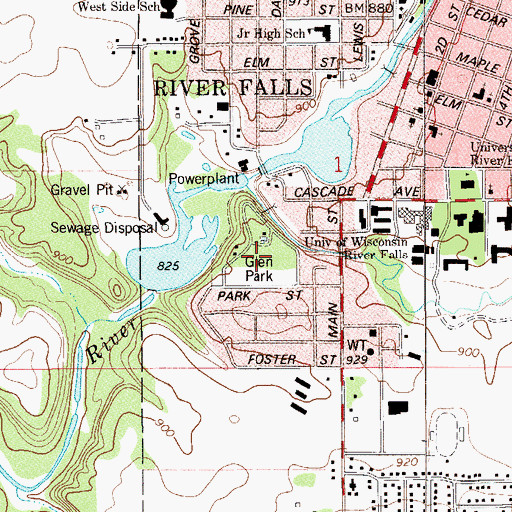 Topographic Map of Glen Park, WI