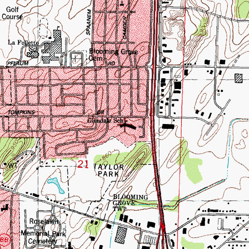 Topographic Map of Glendale Elementary School, WI