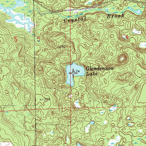 Topographic Map of Glendennon Lake, WI