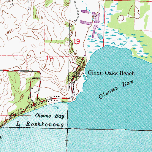 Topographic Map of Glenn Oaks Beach, WI