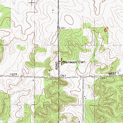 Topographic Map of Glenwood Cemetery, WI