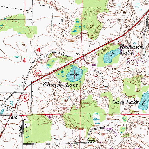 Topographic Map of Glomski Lake, WI