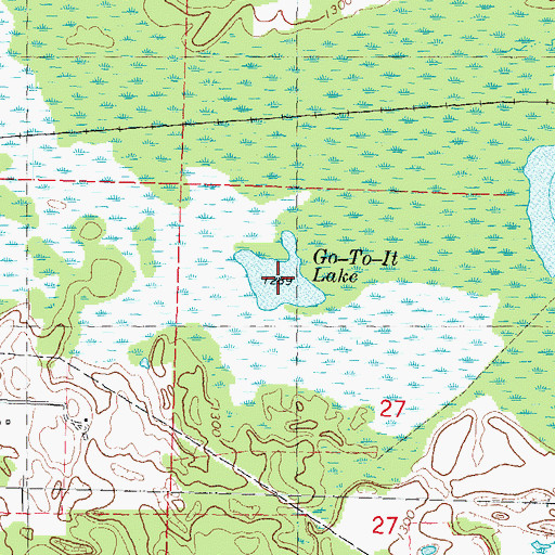 Topographic Map of Go-To-It Lake, WI