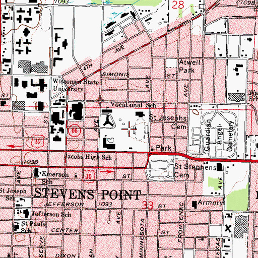 Topographic Map of Goerke Park, WI