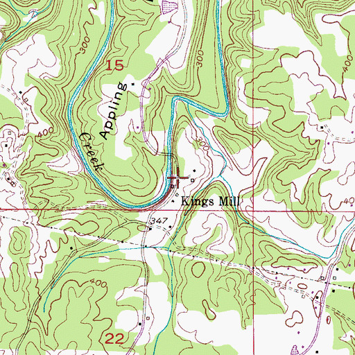 Topographic Map of Kings Mill, AL