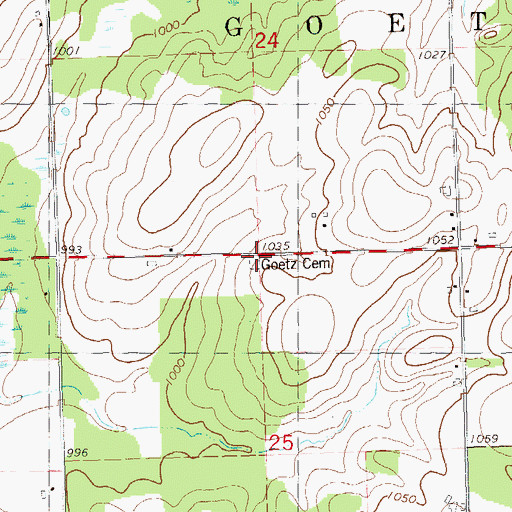 Topographic Map of Goetz Cemetery, WI