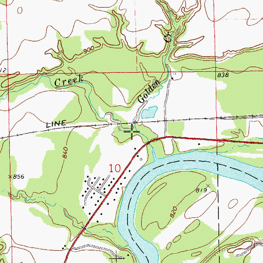 Topographic Map of Golden Creek, WI