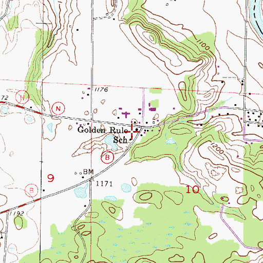 Topographic Map of Golden Rule School, WI