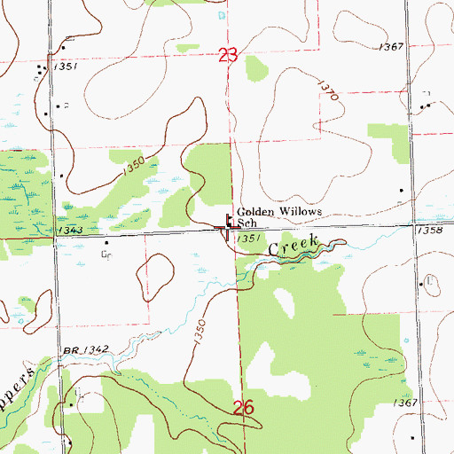 Topographic Map of Golden Willows School, WI
