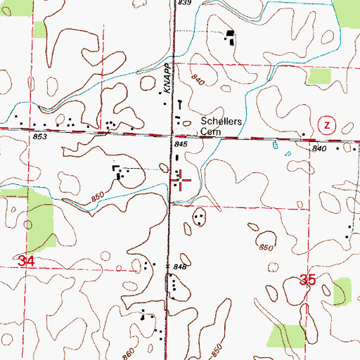 Topographic Map of Goldenrod School (historical), WI