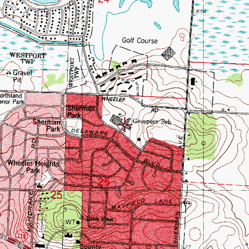 Topographic Map of Gompers Elementary School, WI