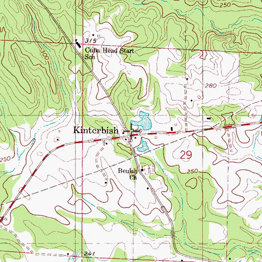 Topographic Map of Kinterbish, AL