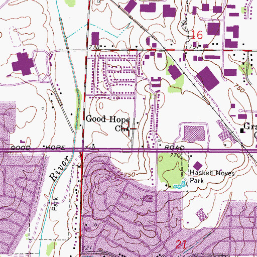 Topographic Map of Good Hope Church, WI