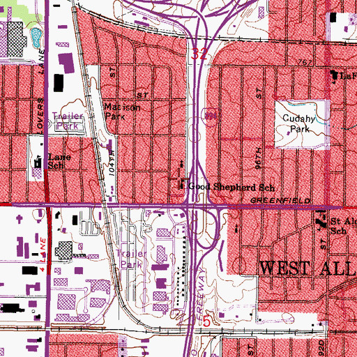 Topographic Map of Good Shepherd's Evangelical Lutheran School, WI