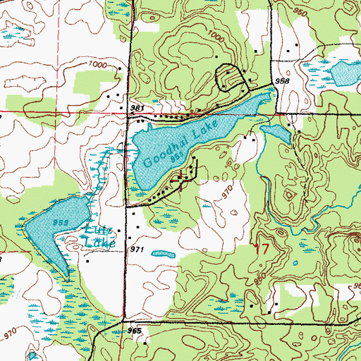 Topographic Map of Goodhal Lake, WI
