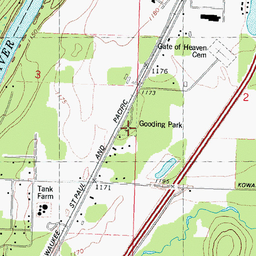 Topographic Map of Gooding Park, WI