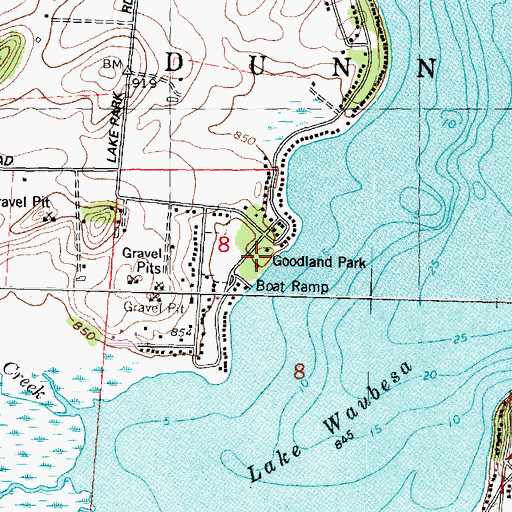 Topographic Map of Goodland Park, WI