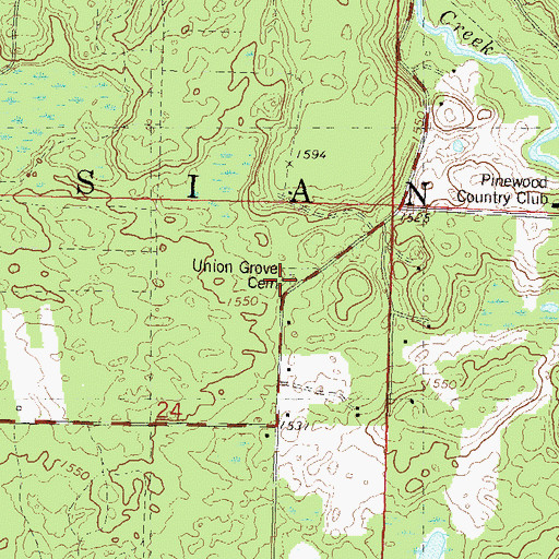 Topographic Map of Union Grove Cemetery, WI