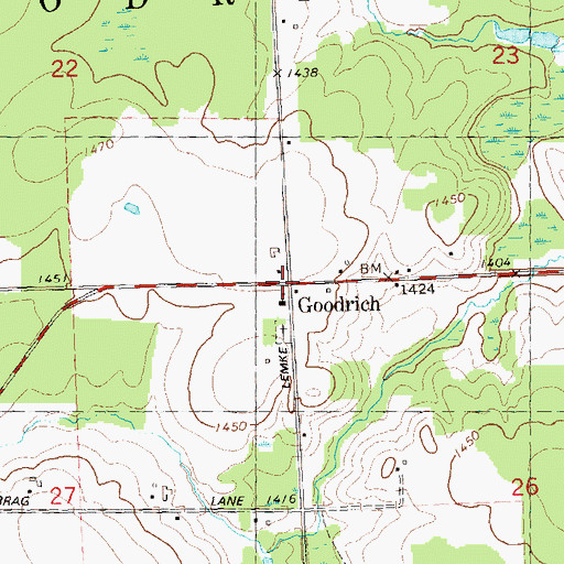 Topographic Map of Goodrich, WI