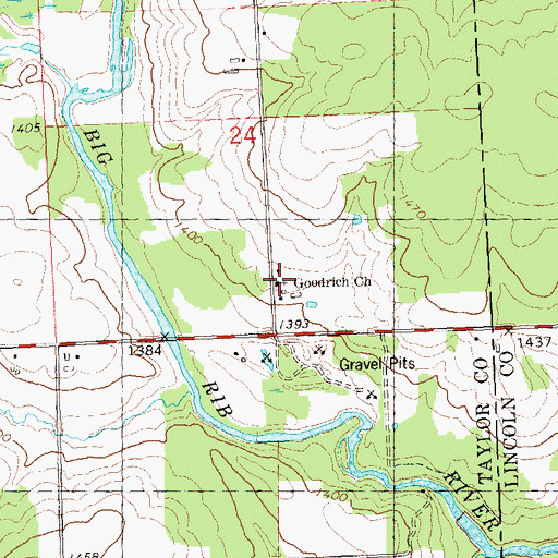 Topographic Map of Goodrich Church, WI