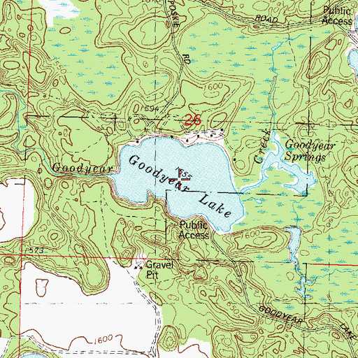 Topographic Map of Goodyear Lake, WI