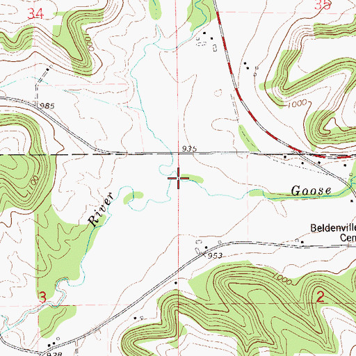 Topographic Map of Goose Creek, WI