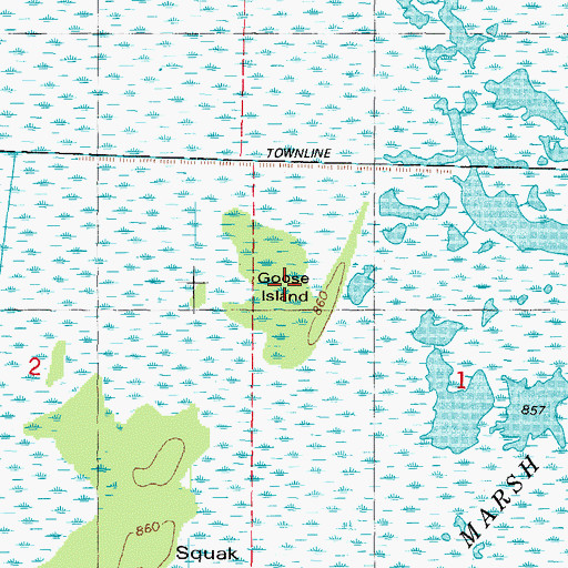 Topographic Map of Goose Island, WI