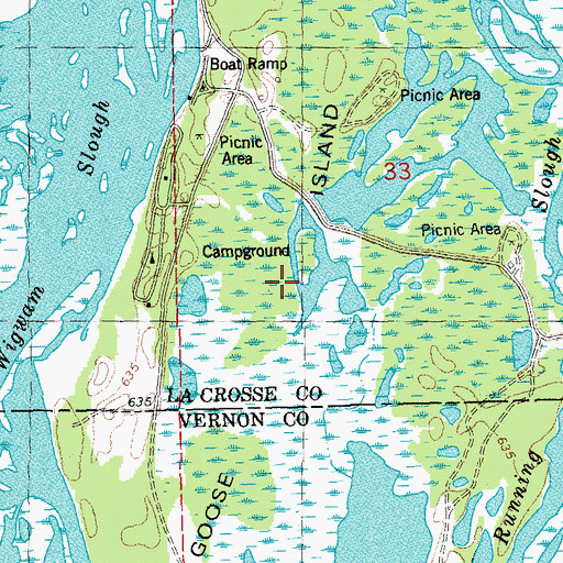 Topographic Map of Goose Island, WI